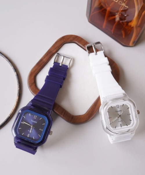 ammy.（エイミードット）の「【 ammy. / エイミードット 】 クリアカラー スクエアフェイス ウォッチ / 腕時計（アナログ腕時計・レディース・ベージュ/ホワイト/ダークブラウン/ブラック/ネイビー・FREE）」の7枚目の写真