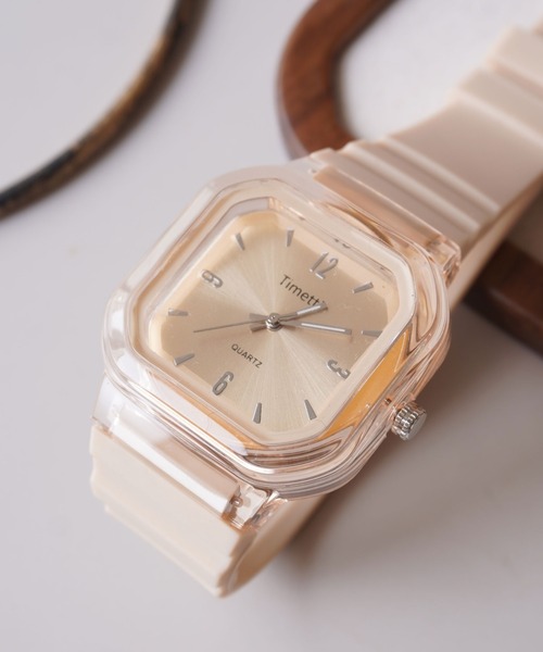 ammy.（エイミードット）の「【 ammy. / エイミードット 】 クリアカラー スクエアフェイス ウォッチ / 腕時計（アナログ腕時計・レディース・ベージュ/ホワイト/ダークブラウン/ブラック/ネイビー・FREE）」の9枚目の写真