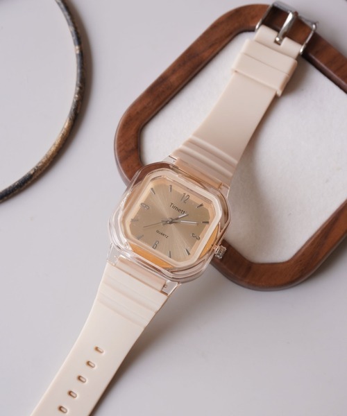 ammy.（エイミードット）の「【 ammy. / エイミードット 】 クリアカラー スクエアフェイス ウォッチ / 腕時計（アナログ腕時計・レディース・ベージュ/ホワイト/ダークブラウン/ブラック/ネイビー・FREE）」の10枚目の写真