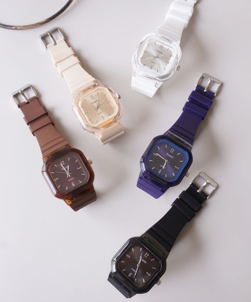 ammy.（エイミードット）の「【 ammy. / エイミードット 】 クリアカラー スクエアフェイス ウォッチ / 腕時計（アナログ腕時計・レディース・ベージュ/ホワイト/ダークブラウン/ブラック/ネイビー・FREE）」の11枚目の写真
