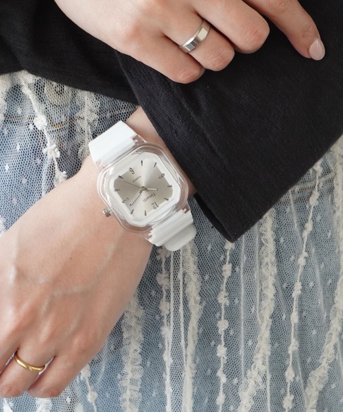 ammy.（エイミードット）の「【 ammy. / エイミードット 】 クリアカラー スクエアフェイス ウォッチ / 腕時計（アナログ腕時計・レディース・ベージュ/ホワイト/ダークブラウン/ブラック/ネイビー・FREE）」の12枚目の写真