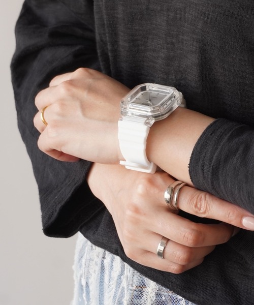 ammy.（エイミードット）の「【 ammy. / エイミードット 】 クリアカラー スクエアフェイス ウォッチ / 腕時計（アナログ腕時計・レディース・ベージュ/ホワイト/ダークブラウン/ブラック/ネイビー・FREE）」の13枚目の写真