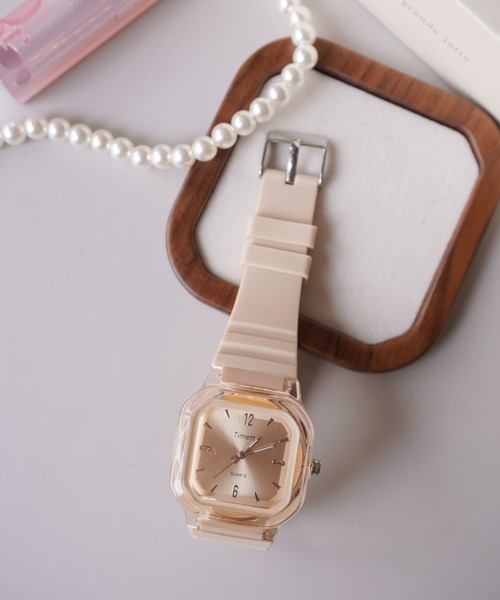 ammy.（エイミードット）の「【 ammy. / エイミードット 】 クリアカラー スクエアフェイス ウォッチ / 腕時計（アナログ腕時計・レディース・ベージュ/ホワイト/ダークブラウン/ブラック/ネイビー・FREE）」の8枚目の写真
