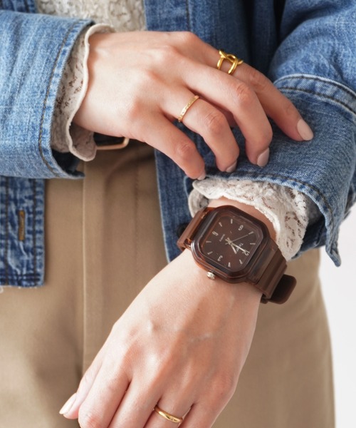 ammy.（エイミードット）の「【 ammy. / エイミードット 】 クリアカラー スクエアフェイス ウォッチ / 腕時計（アナログ腕時計・レディース・ベージュ/ホワイト/ダークブラウン/ブラック/ネイビー・FREE）」の21枚目の写真