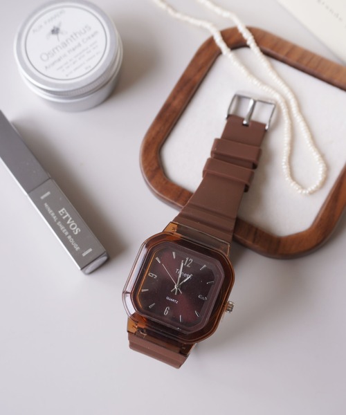 ammy.（エイミードット）の「【 ammy. / エイミードット 】 クリアカラー スクエアフェイス ウォッチ / 腕時計（アナログ腕時計・レディース・ベージュ/ホワイト/ダークブラウン/ブラック/ネイビー・FREE）」の20枚目の写真