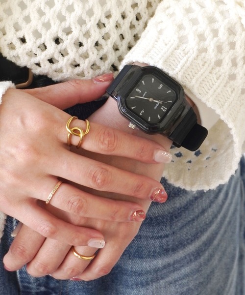 ammy.（エイミードット）の「【 ammy. / エイミードット 】 クリアカラー スクエアフェイス ウォッチ / 腕時計（アナログ腕時計・レディース・ベージュ/ホワイト/ダークブラウン/ブラック/ネイビー・FREE）」の22枚目の写真