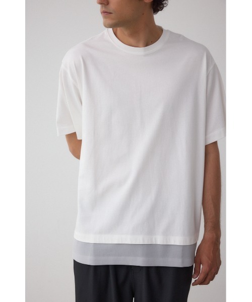 AZUL by moussy(アズールバイマウジー)の「楊柳レイヤードTシャツ(Tシャツ/カットソー・メンズ・グレー/ブラック/ホワイト・MEDIUM/LARGE)」の1枚目の写真