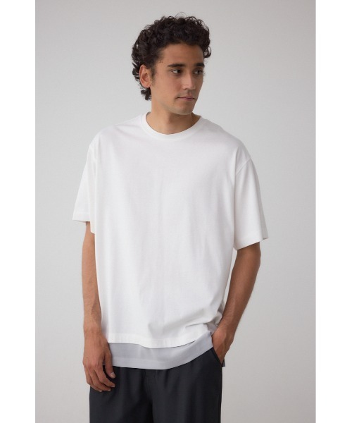 AZUL by moussy(アズールバイマウジー)の「楊柳レイヤードTシャツ(Tシャツ/カットソー・メンズ・グレー/ブラック/ホワイト・MEDIUM/LARGE)」の5枚目の写真