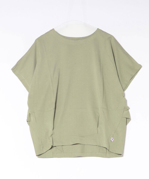 SOFFITTO(ソフィット)の「【COOL TOUCH接触冷感】USAコットン裾タックプルオーバー(取り扱い店舗限定)(Tシャツ/カットソー・レディース・グレイッシュベージュ/オフホワイト/ライトカーキ/ブラック・FREE)」の4枚目の写真