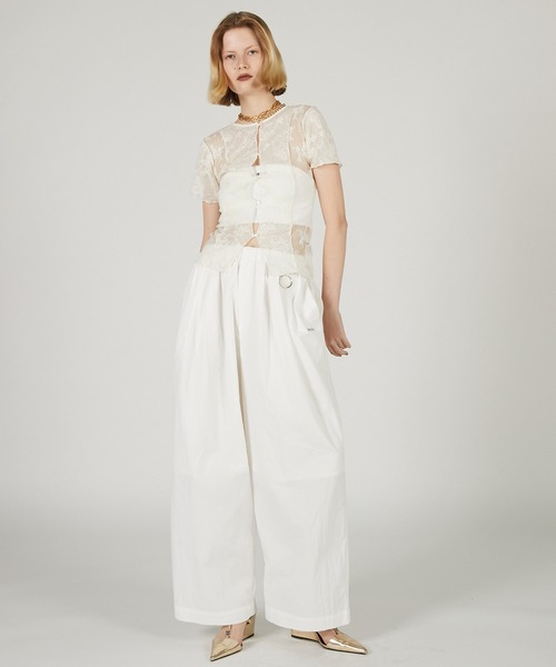 PRANK PROJECT(プランクプロジェクト)の「ワイドギャザーパンツ / Wide Gathered Pants(その他パンツ・レディース・ブラック/ホワイト/ピンク・36/38)」の4枚目の写真