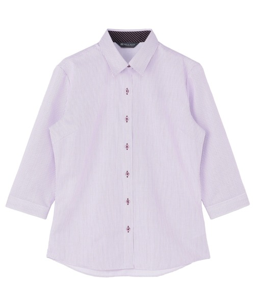 TOKYO SHIRTS(トウキョウシャツ)の「【透け防止】 形態安定ノーアイロン レギュラー 7分袖ビジネスワイシャツ(ビジネスシャツ・レディース・パープル・S/M/L/LL/XL)」の1枚目の写真