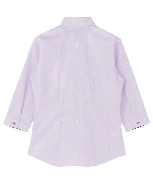 TOKYO SHIRTS(トウキョウシャツ)の「【透け防止】 形態安定ノーアイロン レギュラー 7分袖ビジネスワイシャツ(ビジネスシャツ・レディース・パープル・S/M/L/LL/XL)」の3枚目の写真