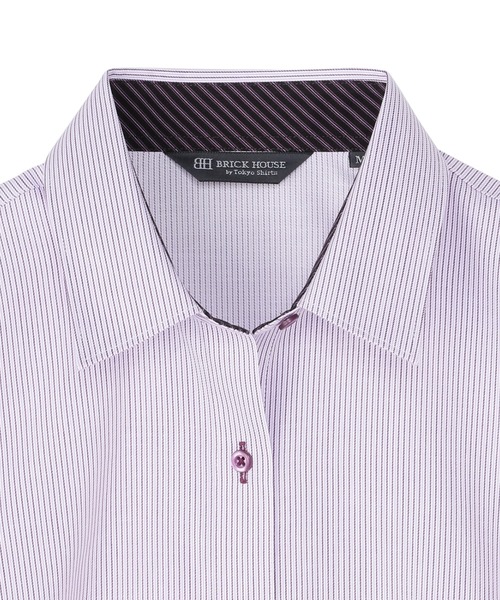 TOKYO SHIRTS(トウキョウシャツ)の「【透け防止】 形態安定ノーアイロン レギュラー 7分袖ビジネスワイシャツ(ビジネスシャツ・レディース・パープル・S/M/L/LL/XL)」の4枚目の写真
