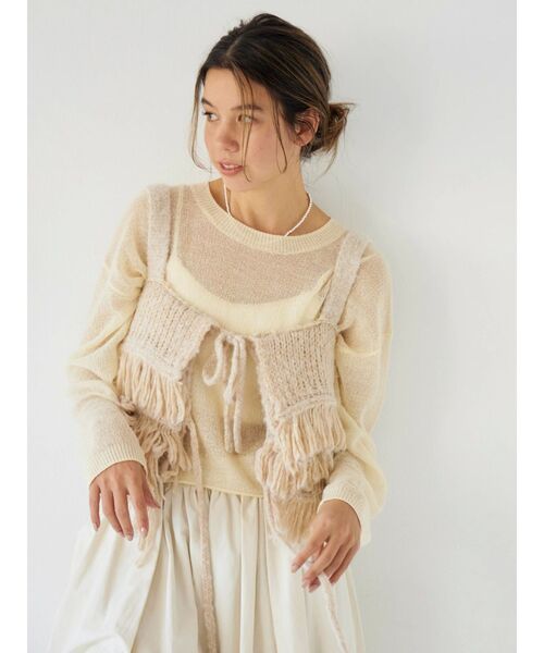 Ungrid（アングリッド）の「マルチウェイフリンジデザインニットビスチェ（ニット/セーター・レディース・ブルー/ブラック/アイボリー・FREE）」の8枚目の写真