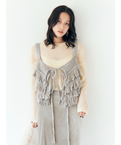Ungrid（アングリッド）の「マルチウェイフリンジデザインニットビスチェ（ニット/セーター・レディース・ブルー/ブラック/アイボリー・FREE）」の3枚目の写真