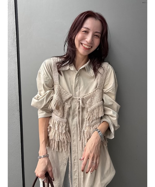 希少TAN完売ニットビスチェ☆新品タグ付き白 セール】ラメフェザーフロントWジップニットビスチェ（キャミソール