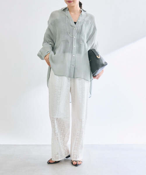 RIVE DROITE（リヴドロワ）の「【大人も着やすい】レースイージーパンツ（その他パンツ・レディース・オフホワイト/ブラック・38/36）」の4枚目の写真