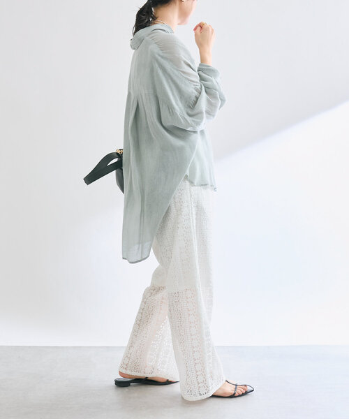 RIVE DROITE（リヴドロワ）の「【大人も着やすい】レースイージーパンツ（その他パンツ・レディース・オフホワイト/ブラック・38/36）」の5枚目の写真