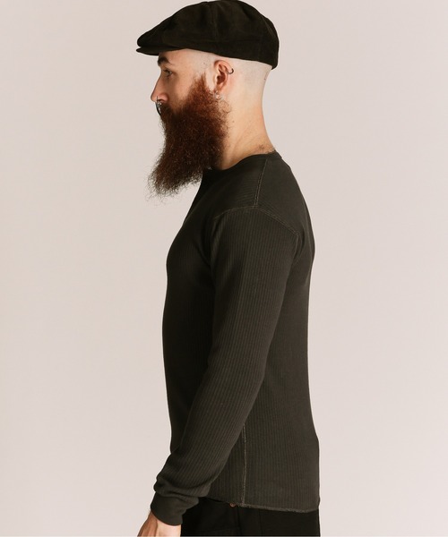 schott（ショット）の「Schott/ショット/ARMY RIB HENLEY LS T-SHIRT/アーミーリブ ヘンリー ロンT（Tシャツ/カットソー・メンズ・ナチュラル/チャコールグレー・2XL/XL/L/M）」の3枚目の写真