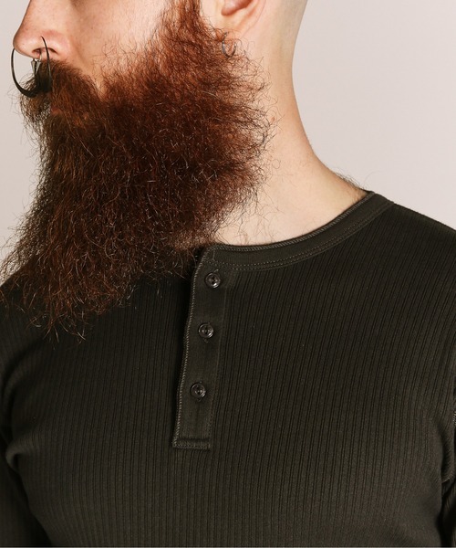 schott（ショット）の「Schott/ショット/ARMY RIB HENLEY LS T-SHIRT/アーミーリブ ヘンリー ロンT（Tシャツ/カットソー・メンズ・ナチュラル/チャコールグレー・2XL/XL/L/M）」の5枚目の写真