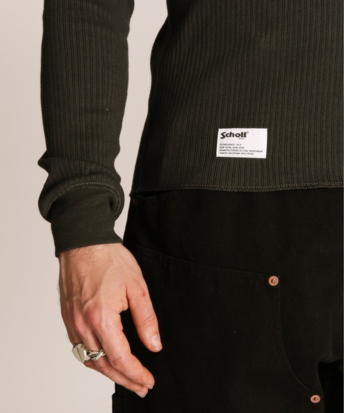 schott（ショット）の「Schott/ショット/ARMY RIB HENLEY LS T-SHIRT/アーミーリブ ヘンリー ロンT（Tシャツ/カットソー・メンズ・ナチュラル/チャコールグレー・2XL/XL/L/M）」の7枚目の写真