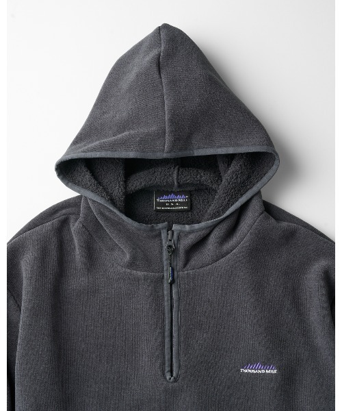 THOUSAND MILE(サウザンドマイル)の「【THOUSAND MILE】KNIT FLEECE HALF ZIP PARKER/ニットフリース ハーフジップパーカー(パーカー・メンズ・チャコールグレー/ライトベージュ/ブラック/オフホワイト/ボルドー・XL/M/S/L/XS)」の9枚目の写真