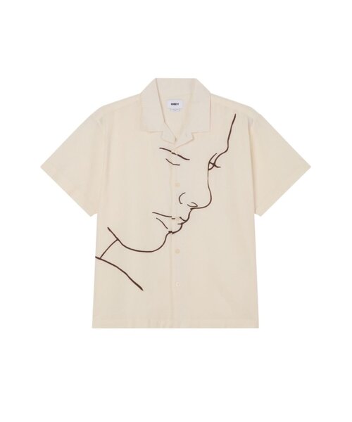 OBEY(オベイ)の「【OBEY】 FRANCES WOVEN SHORT SLEEVE SHIRT(シャツ/ブラウス・レディース・ベージュ/ダークブラウン・MEDIUM/LARGE)」の2枚目の写真