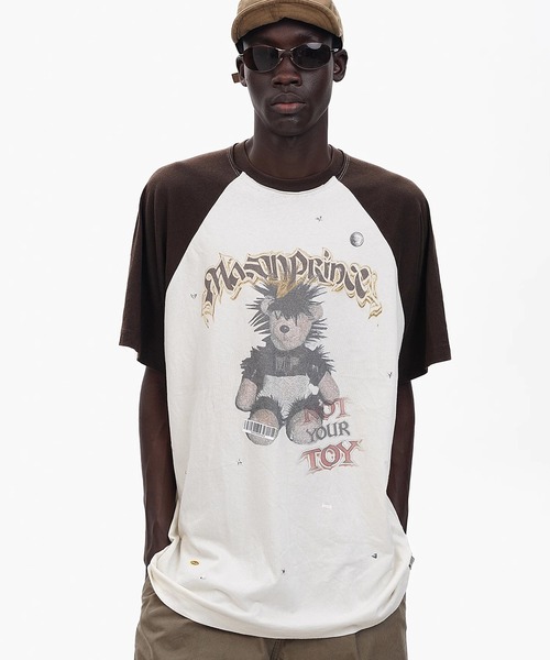 オーバーサイズ ステッカーデザイン ラグラン Tシャツ DT4369