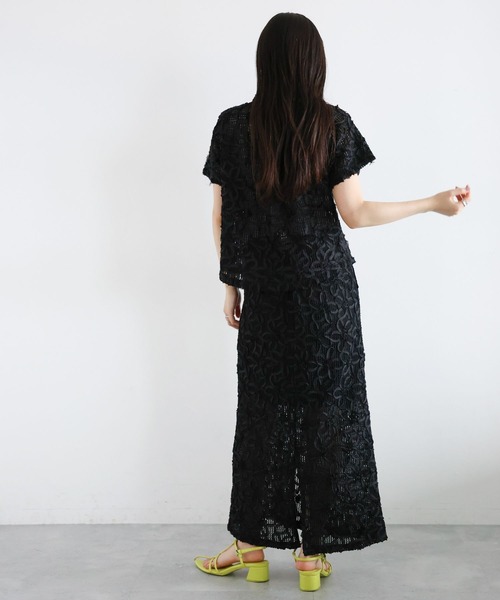 RAGEBLUE（レイジブルー）の「〈セットアップ対応〉フラワーメッシュIラインスカート（スカート・レディース・ブラック・FREE）」の2枚目の写真