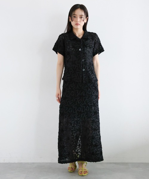 RAGEBLUE（レイジブルー）の「〈セットアップ対応〉フラワーメッシュIラインスカート（スカート・レディース・ブラック・FREE）」の3枚目の写真