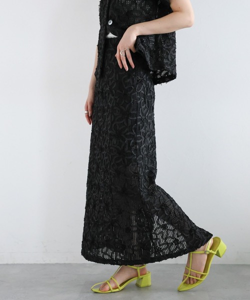 RAGEBLUE（レイジブルー）の「〈セットアップ対応〉フラワーメッシュIラインスカート（スカート・レディース・ブラック・FREE）」の5枚目の写真