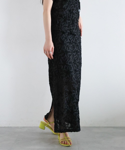 RAGEBLUE（レイジブルー）の「〈セットアップ対応〉フラワーメッシュIラインスカート（スカート・レディース・ブラック・FREE）」の7枚目の写真