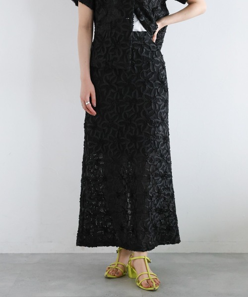 RAGEBLUE（レイジブルー）の「〈セットアップ対応〉フラワーメッシュIラインスカート（スカート・レディース・ブラック・FREE）」の8枚目の写真