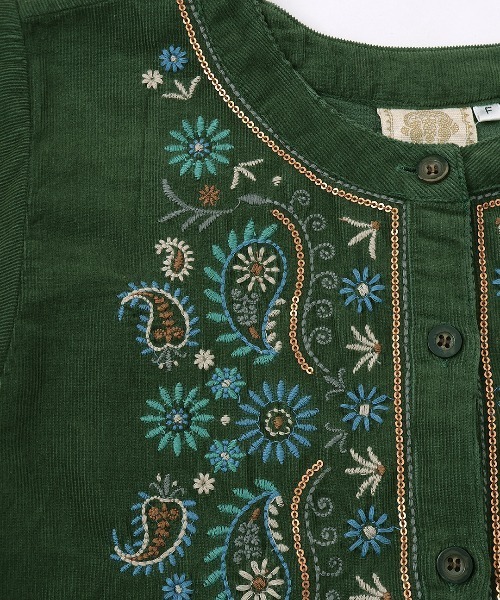 チチカカ（チチカカ）の「Rico ペイズリー刺繍コーデュロイワンピース（ワンピース・レディース・グリーン/ブラック/マスタード・FREE）」の19枚目の写真