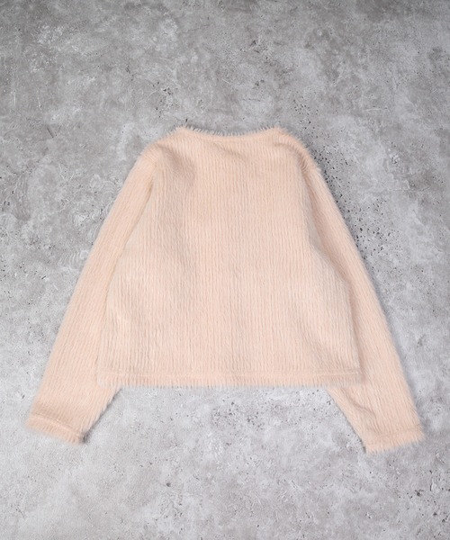 la poche biscuit（ラポシェビスキュイ）の「リボンつきシャギーカーディガン（カーディガン/ボレロ・キッズ・グレー/アイボリー/ピンク・80/140/130/120/110/100/90）」の6枚目の写真