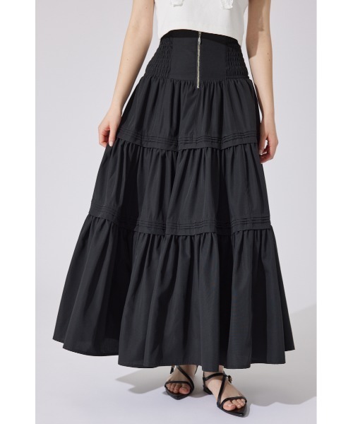 rienda（リエンダ）の「ウエストシャーリングタックデザインフレアスカート　秋服（スカート・レディース・ブラック・FREE）」の5枚目の写真