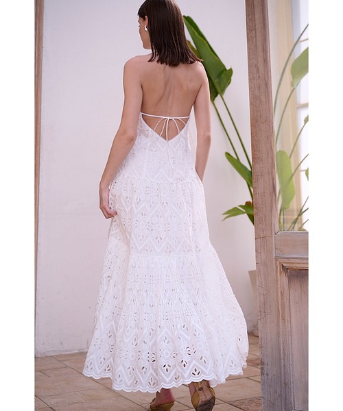 Estella.K（エステラケー）の「Gabi Lace Dress エンブロイダリーレースホルタードレス（ワンピース・レディース・ホワイト/ネイビー/グリーン・FREE）」の8枚目の写真