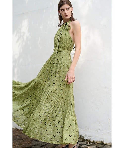 美品＊現行【エステラケー】ワンピース　ホルダーネック エンブロイダリーレース Gabi Lace Dress エンブロイダリーレースホルタードレス
