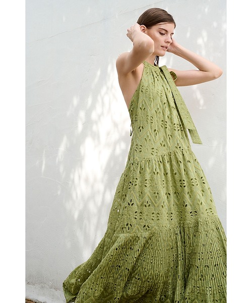 美品＊現行【エステラケー】ワンピース　ホルダーネック エンブロイダリーレース Gabi Lace Dress エンブロイダリーレースホルタードレス