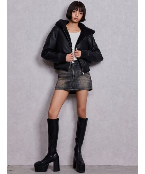 GYDA（ジェイダ）の「bijouデニムスカートライクショートパンツ（デニムスカート・レディース・ブラック/ライトブルー/インディゴブルー・X-SMALL/SMALL/MEDIUM）」の6枚目の写真