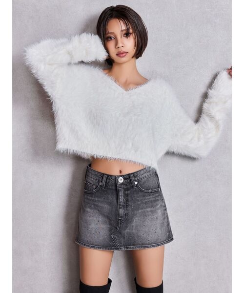 GYDA（ジェイダ）の「bijouデニムスカートライクショートパンツ（デニムスカート・レディース・ブラック/ライトブルー/インディゴブルー・X-SMALL/SMALL/MEDIUM）」の15枚目の写真