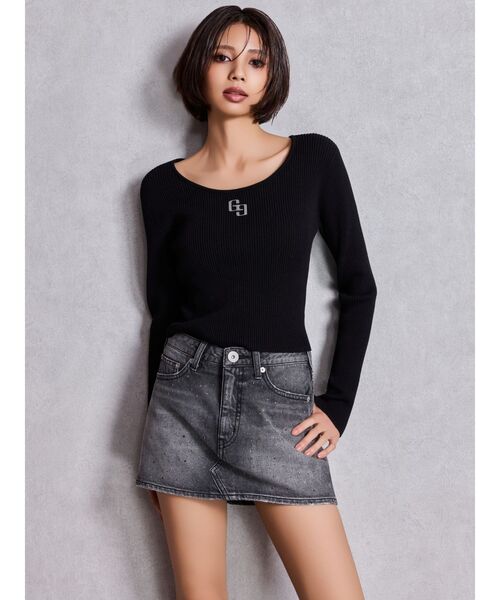 GYDA（ジェイダ）の「bijouデニムスカートライクショートパンツ（デニムスカート・レディース・ブラック/ライトブルー/インディゴブルー・X-SMALL/SMALL/MEDIUM）」の19枚目の写真