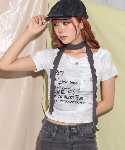 dispark(ディスパーク)の「DISPARK/グィックデザインT(Tシャツ/カットソー・レディース・ブラック/ホワイト・FREE)」の5枚目の写真