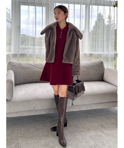 FRAY I.D(フレイアイディー)の「【ルエル】チェックリボンミドルバッグ(ショルダーバッグ・レディース・ベージュ/ブラウン・F)」の3枚目の写真