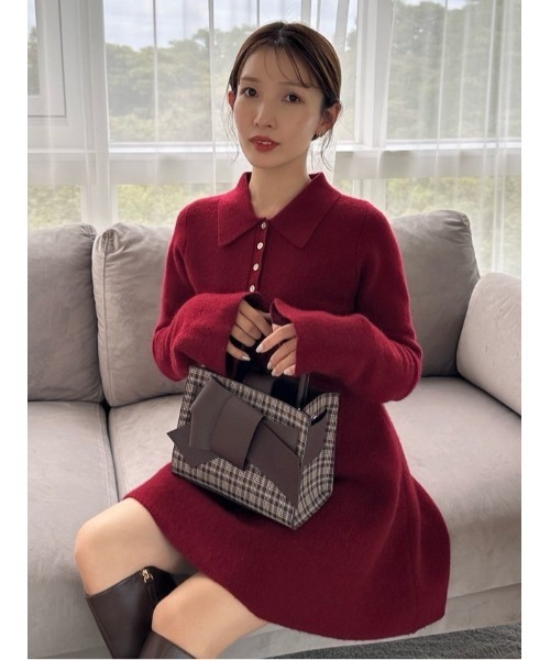 FRAY I.D(フレイアイディー)の「【ルエル】チェックリボンミドルバッグ(ショルダーバッグ・レディース・ベージュ/ブラウン・F)」の5枚目の写真