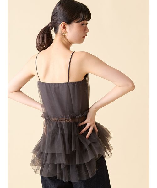 LILY BROWN（リリーブラウン）の「【LILY BROWN Lingerie】カップ付フリルチュールキャミ（キャミソール・レディース・クリーム/チャコールグレー・S/M）」の7枚目の写真