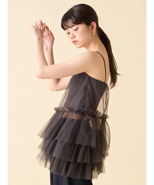 セール】【LILY BROWN Lingerie】カップ付フリルチュールキャミ