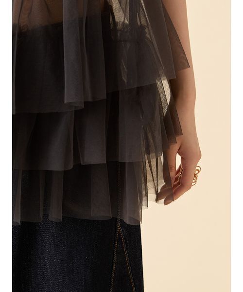 LILY BROWN（リリーブラウン）の「【LILY BROWN Lingerie】カップ付フリルチュールキャミ（キャミソール・レディース・クリーム/チャコールグレー・S/M）」の10枚目の写真