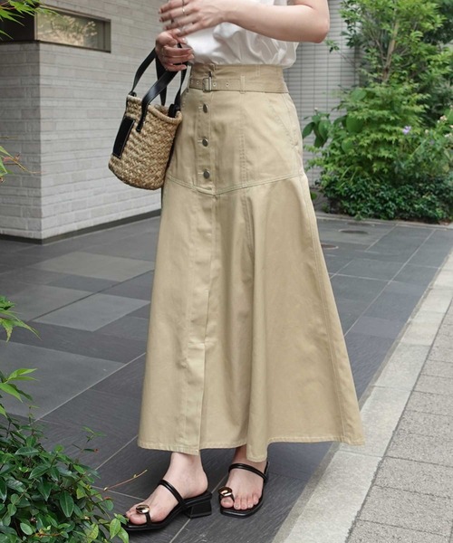 CORNERS（コーナーズ）の「ヨークフレアチノスカート（デニムスカート・レディース・ベージュ/ブラック・マルチサイズ）」の9枚目の写真