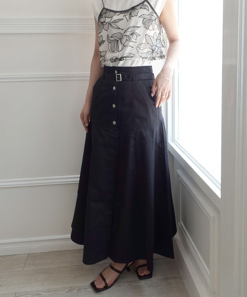 CORNERS（コーナーズ）の「ヨークフレアチノスカート（デニムスカート・レディース・ベージュ/ブラック・マルチサイズ）」の14枚目の写真